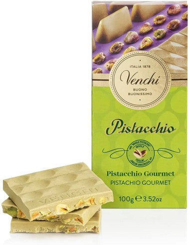 TAVOLETTA VENCHI PISTACCHIO CIOCCOLATO BIANCO PASTA DI PISTACCHI CON PISTACCHIO E SALE 100 GR.                  HIO E SALE100 GR    E SALE