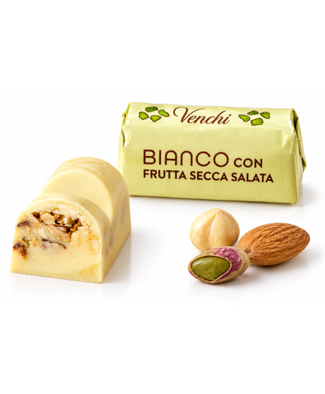 VENCHI PRENDIVOGLIA LINGOTTINO CIOCCOLATO BIANCO SALATO  CIRCA 7 PEZZI IN 100 GR.