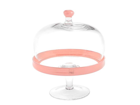 Alzata per dolci in vetro con cupola decoro rosa per dolci e Torte 22 cm - Dolci pensieri gift