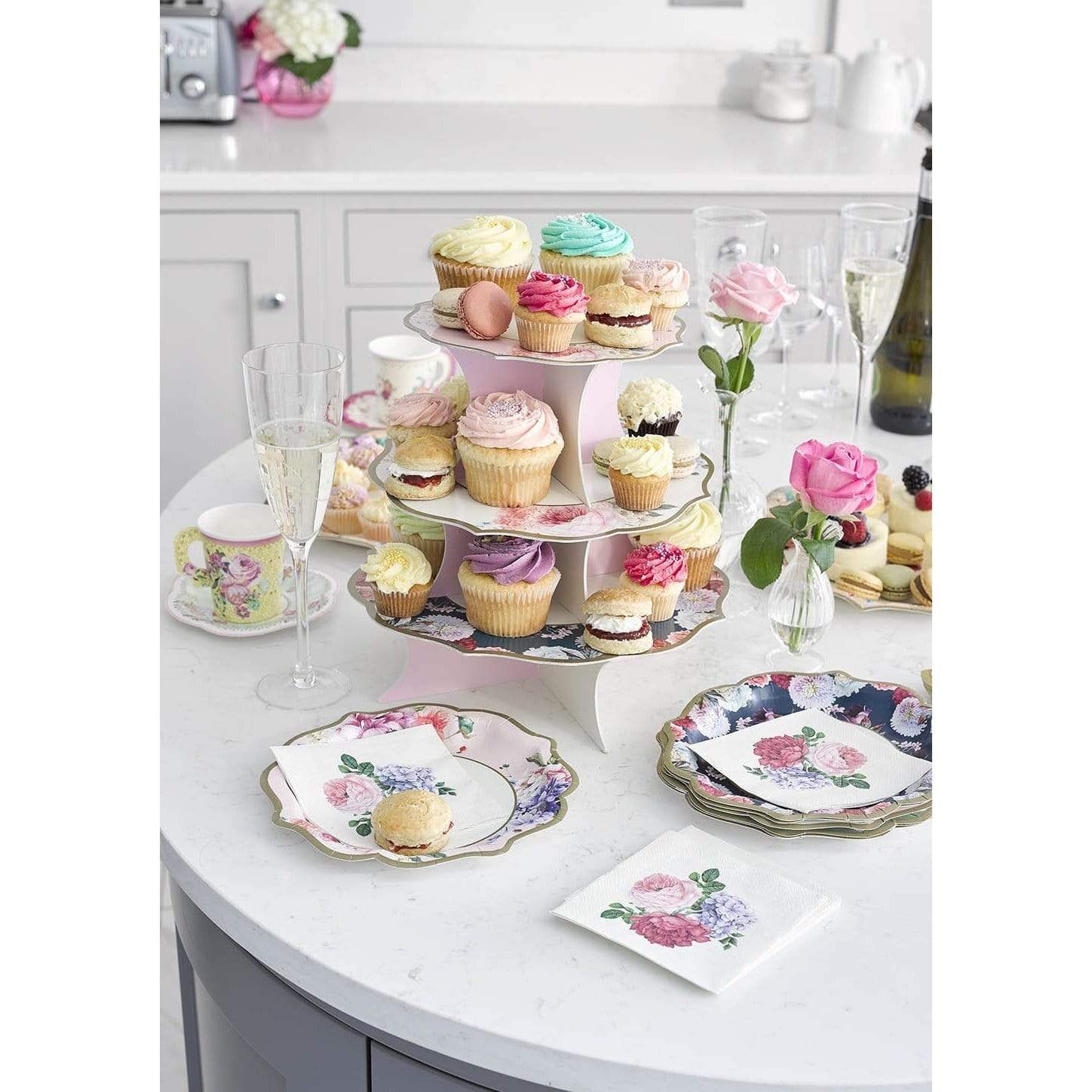 Alzatina 3 piani per Cupcake e Bomboniere stile Shabby chic 35 cm - Dolci pensieri gift