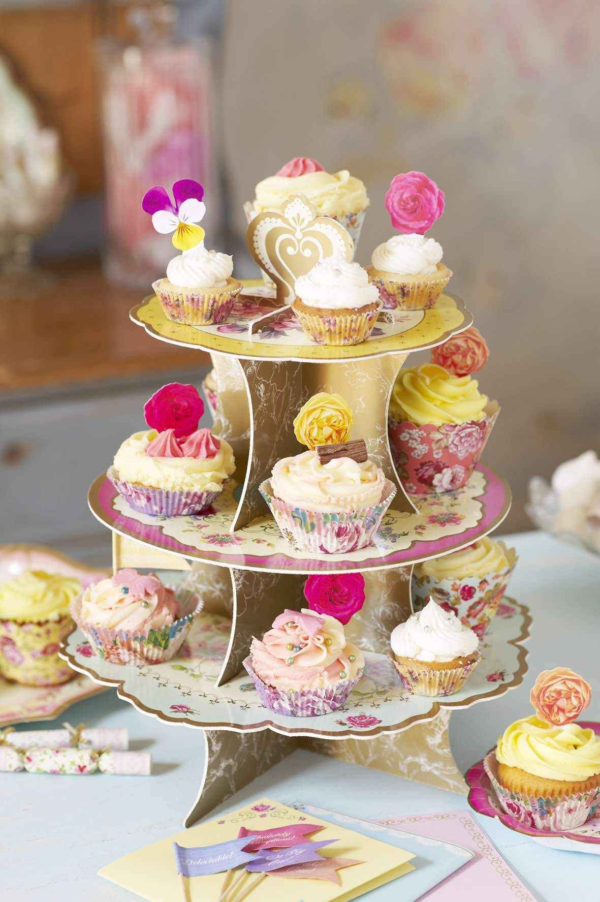 Alzatina 3 piani per Cupcake e Bomboniere stile Vintage 35 cm - Dolci pensieri gift