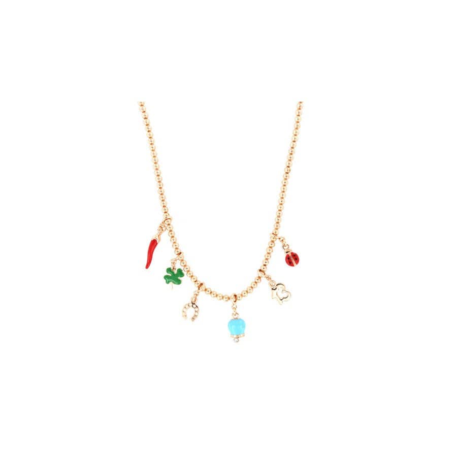 Dolci pensieri gift Amo Capri Collana con campanella portafortuna pendente impreziosita da cristalli bianchi