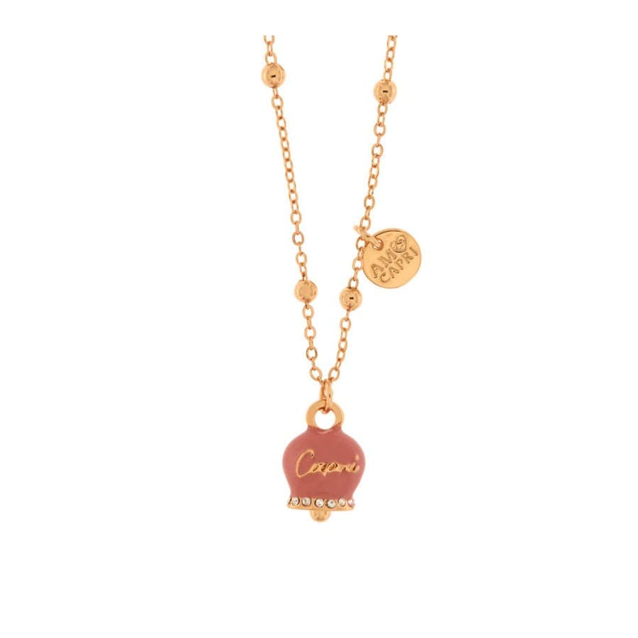 Dolci pensieri gift Amo Capri Collana con cuore rosso campanella portafortuna Rosa