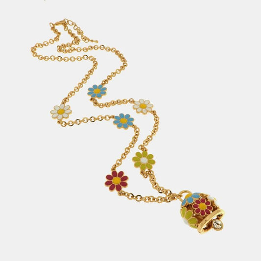 Dolci pensieri gift AmoCAPRI Collana in metallo con campanella portafortuna impreziosita da fiori colorati