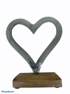 Arredo casa, cuore in metallo in base legno 16h cm - Dolci pensieri gift