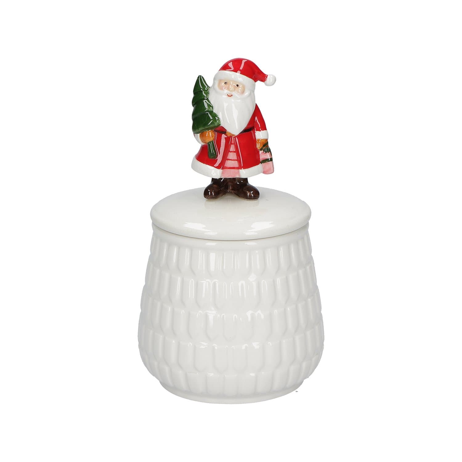 Barattolo sale zucchero caffè in porcellana Babbo Natale con alberello 17 cm - Dolci pensieri gift