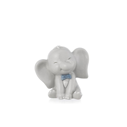 Dolci pensieri gift BOMBONIERA ELEFANTINO CON FIOCCO AZZURRO CM 9 PORCELLANA LUCIDA BATTESIMO COMPLEANNO NASCITA