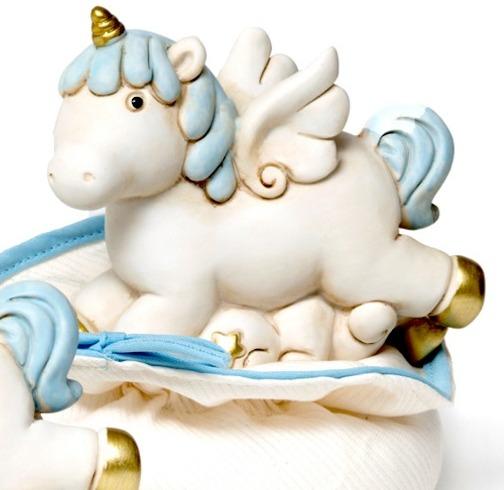 Bomboniera Unicorno Salvadanaio Bimbo in Poliresina finiture di Colore Oro 11 cm - Dolci pensieri gift