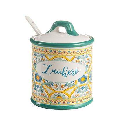 Caltagirone Zuccheriera con cucchiaio in ceramica maioliche - Dolci pensieri gift