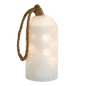 Campana Lanterna Natalizia in vetro Bianca con Decorazione Rotazione luci led 19 cm - Dolci pensieri gift