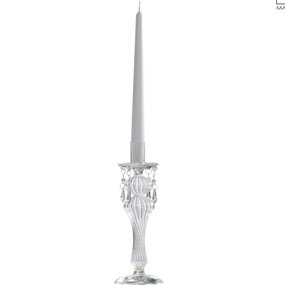 Candelabro porta candela in vetro 24 cm 1 fuoco elegante - Dolci pensieri gift
