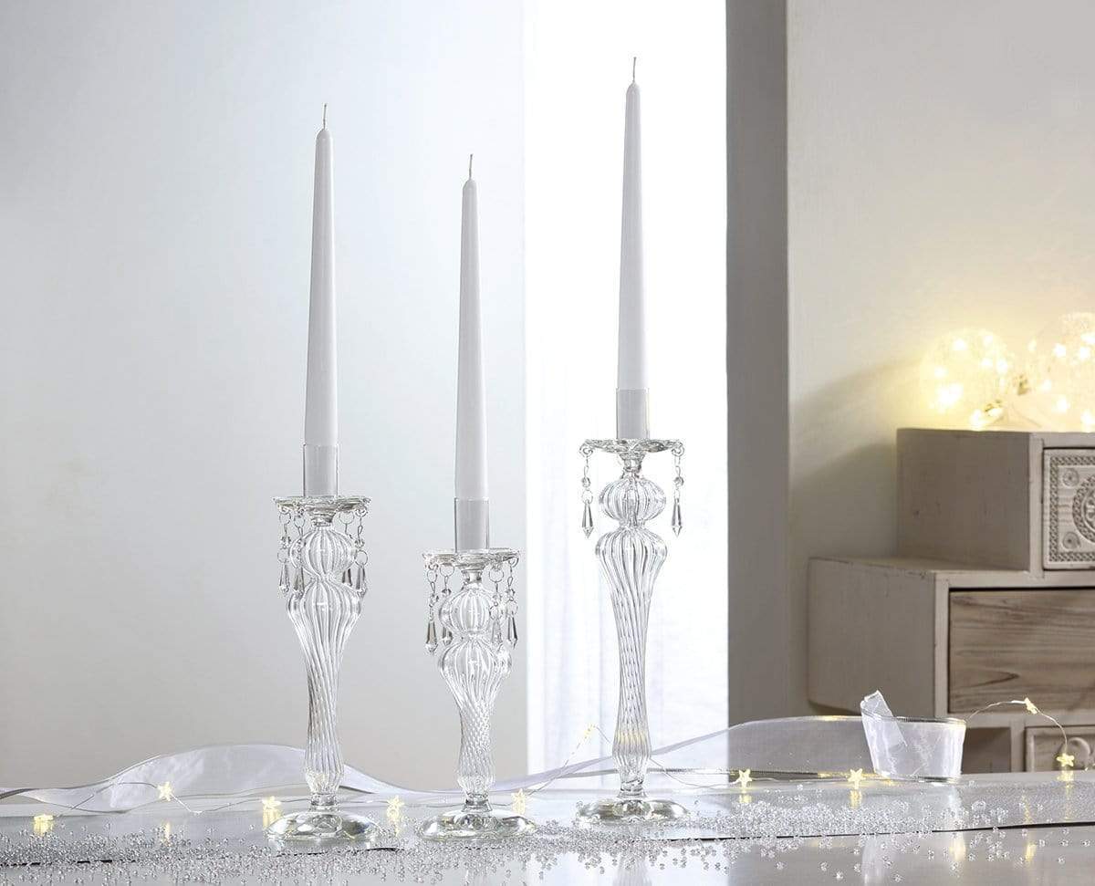 Candelabro porta candela in vetro 28 cm 1 fuoco elegante - Dolci pensieri gift