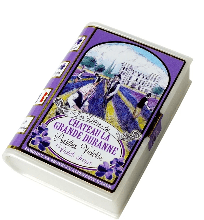 Caramelle alla Violetta Francesi CHATEAU LA GRANDE DURANNE Confezione Libro 43g - Dolci pensieri gift