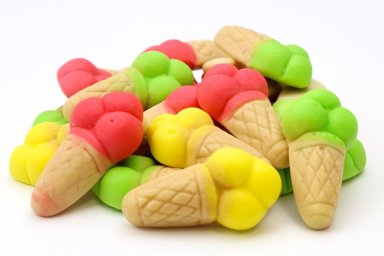 CARAMELLE GOMMOSE CONI GELATO COLORATI AL GUSTO FRUTTA CONFEZIONE DA 100GR - Dolci pensieri gift