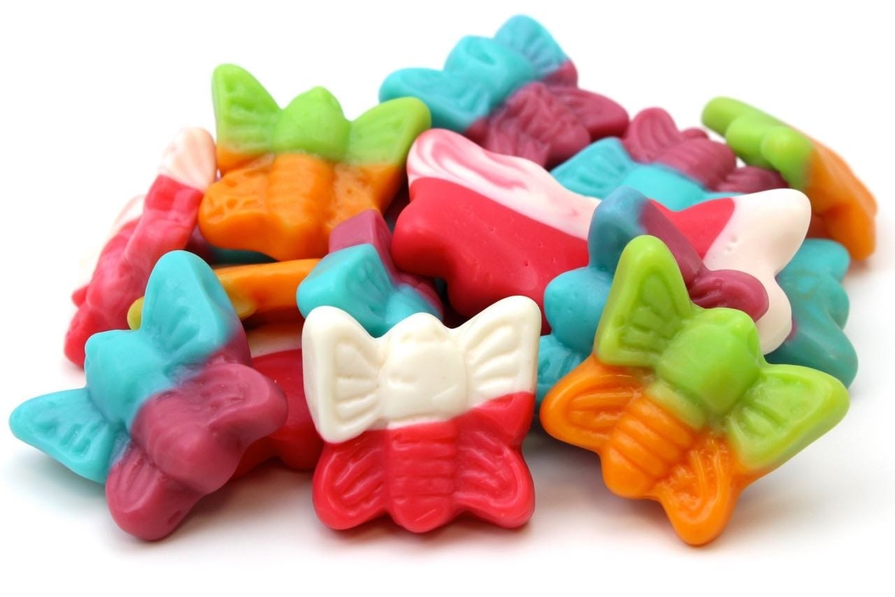 CARAMELLE GOMMOSE FARFALLE COLORATE FRUTTA CONFEZIONE 100GR - Dolci pensieri gift