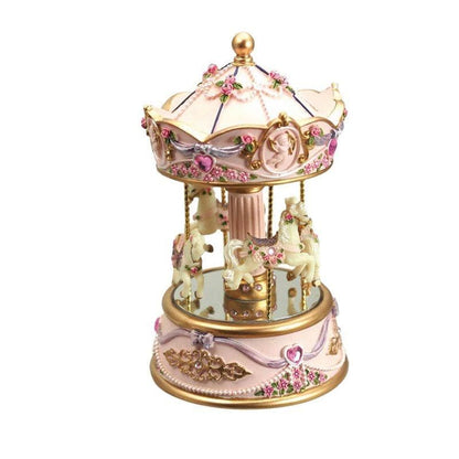 Carillon Carosello Giostra Con Cavalli rosa melodia "Danubio Blu" 10 cm - Dolci pensieri gift