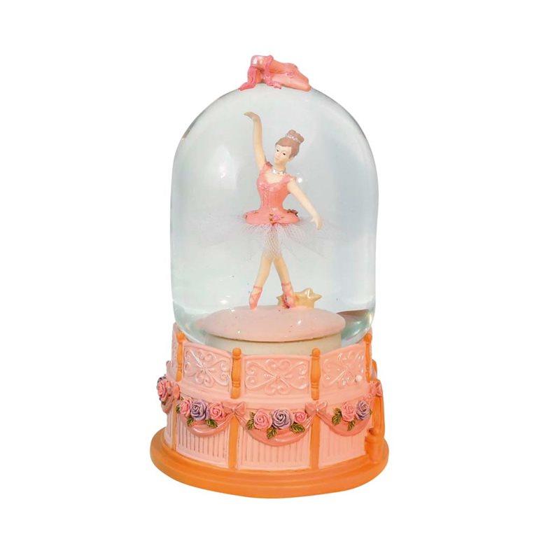 Carillon Sfera con ballerina a cupola rosa brillantini - Dolci pensieri gift