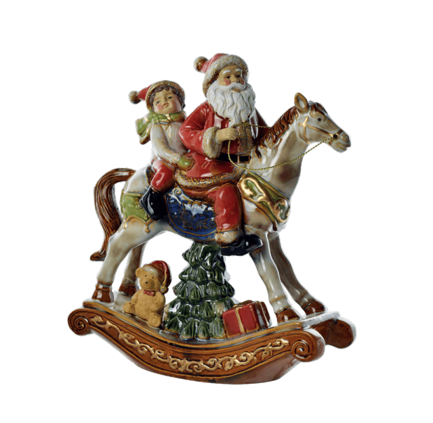 Cavalluccio a Dondolo Babbo natale con bimbo a galoppo e regali su cavallo a dondolo - Dolci pensieri gift