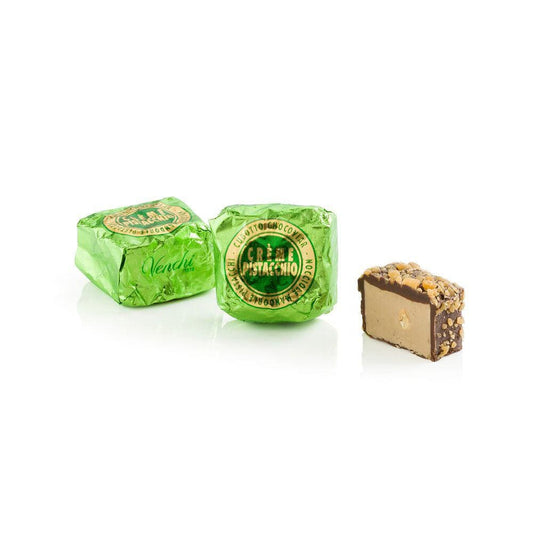 Cioccolato VENCHI Chocoviar Creme Pistacchio ricoperti da cioccolato fondente confezione 100gr - Dolci pensieri gift
