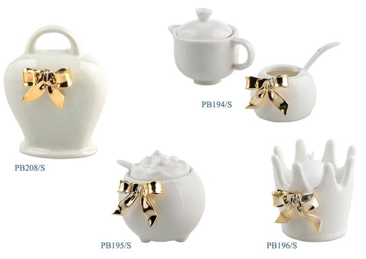 COLLEZIONE FIOCCHI PORCELLANA BIANCA CON DETTAGLI IN ORO - Dolci pensieri gift