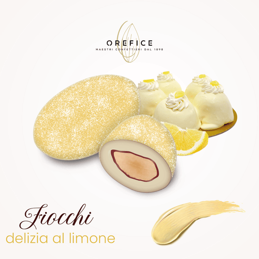 Confetti Fiocchi con Zucchero a Velo e Mandorla Tostata Giallo Delizia al Limone 900g - Dolci pensieri gift