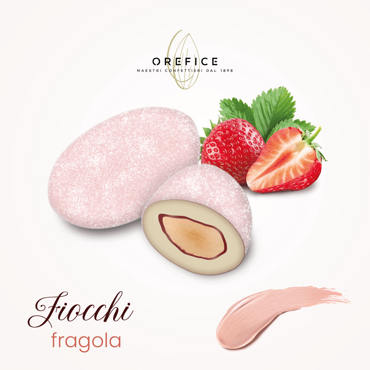Confetti Fiocchi con Zucchero a Velo e Mandorla Tostata Rosa Fragola 900g - Dolci pensieri gift