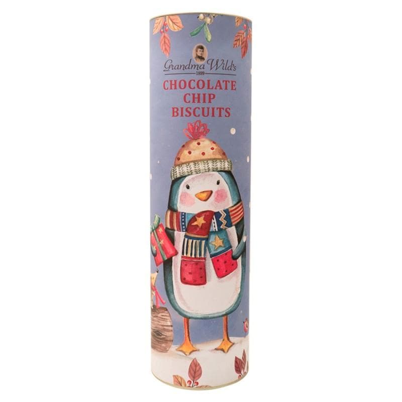 Confezione Biscotti al Cioccolato 200gr tubo in latta con Pinguino Natalizio - Dolci pensieri gift