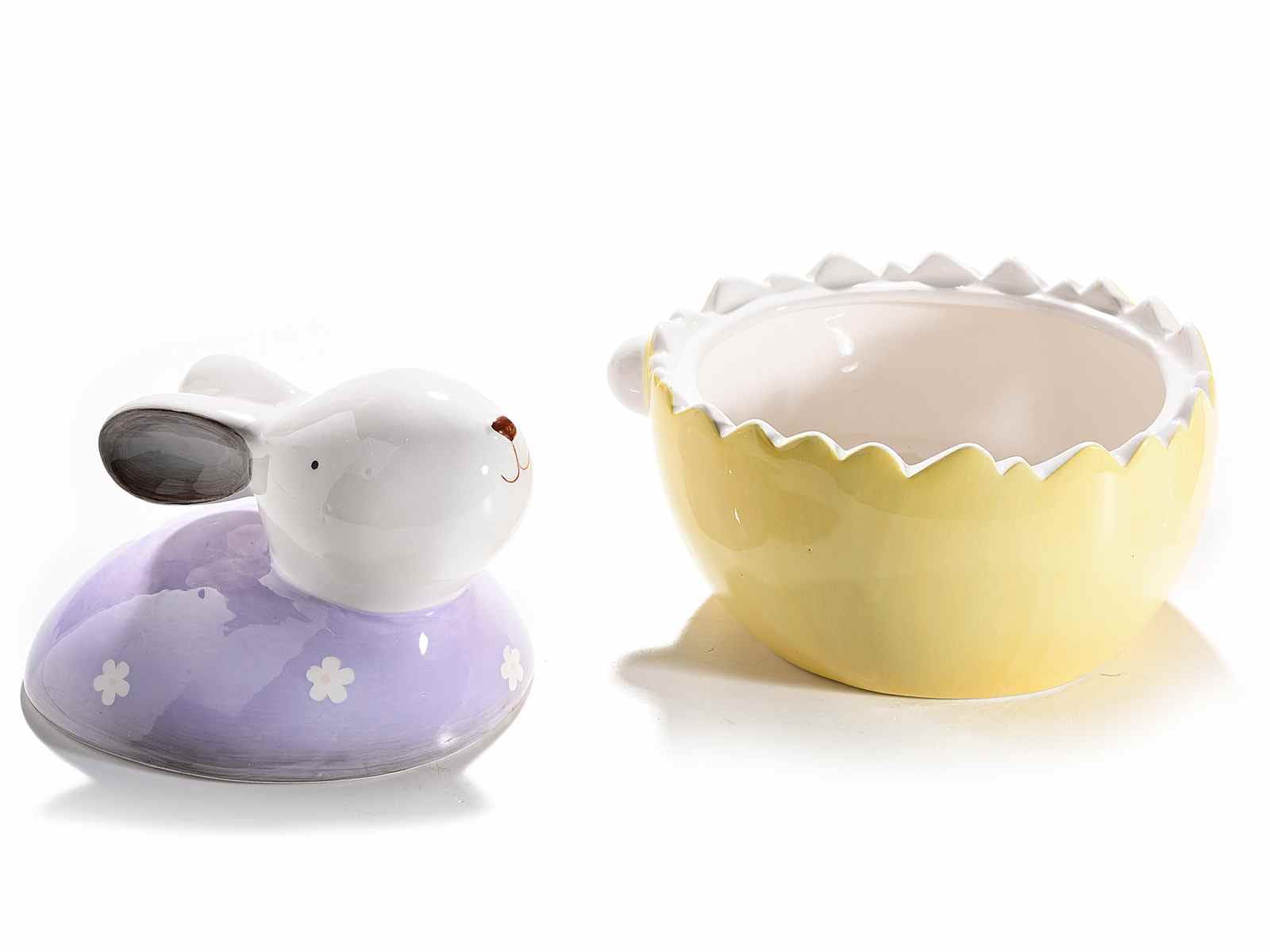Contenitore a coniglio in ceramica colorata con fiorellini PASQUA - Dolci pensieri gift