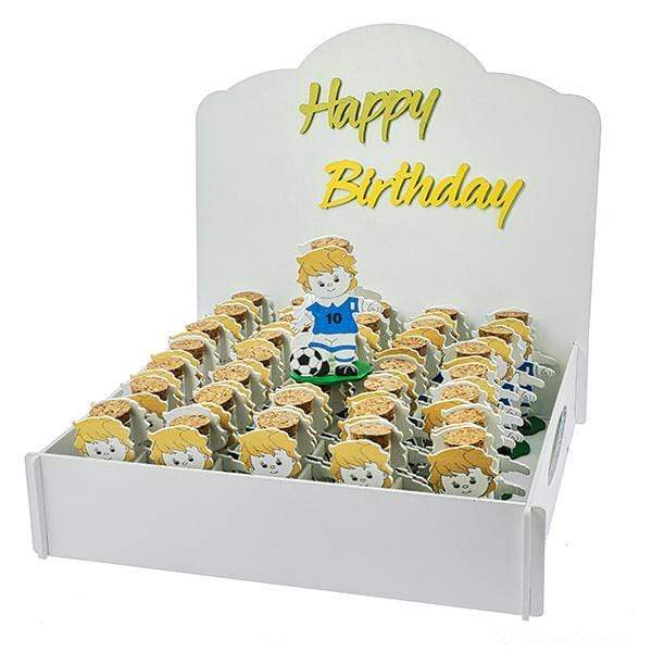 KIT BOMBONIERA " HAPPY BIRTHADAY " + 48 PZ BOX CALCIATORE CON FIALA 6,5X9 - Dolci pensieri gift