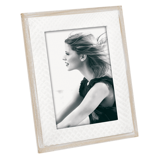 Cornice portafoto boho chic in legno 13 x 18 cm shabby chic bianca e legno - Dolci pensieri gift