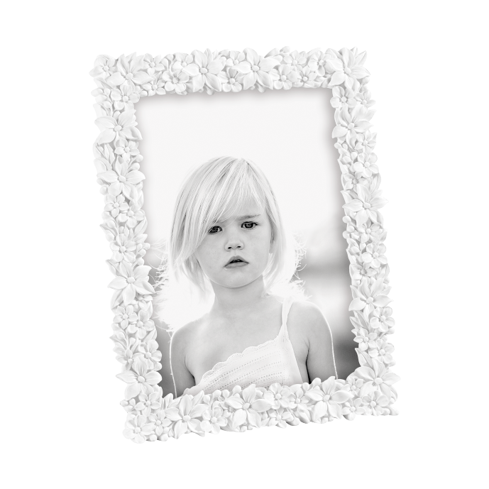 Cornice Portafoto in Resina Floreale Shabby 13x18 cm Colore Bianco