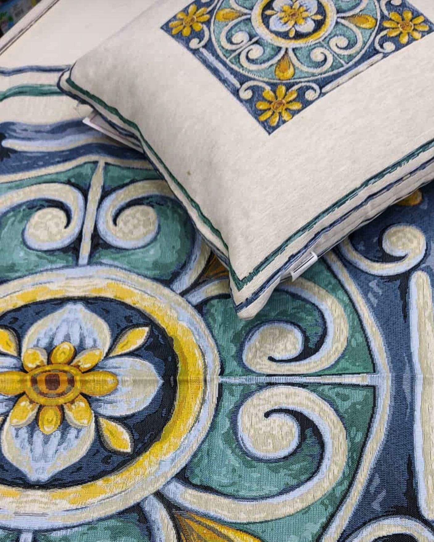 COSTIERA Tovaglia maioliche 150 x 240 cm 12 posti Made in italy - Dolci pensieri gift