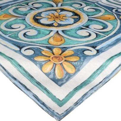 COSTIERA Tovaglia maioliche 150 x 240 cm 12 posti Made in italy - Dolci pensieri gift