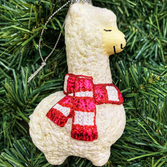 Decorazione Albero di Natale in vetro LAMA BIANCO CON SCIARPA 11x7 cm - Dolci pensieri gift
