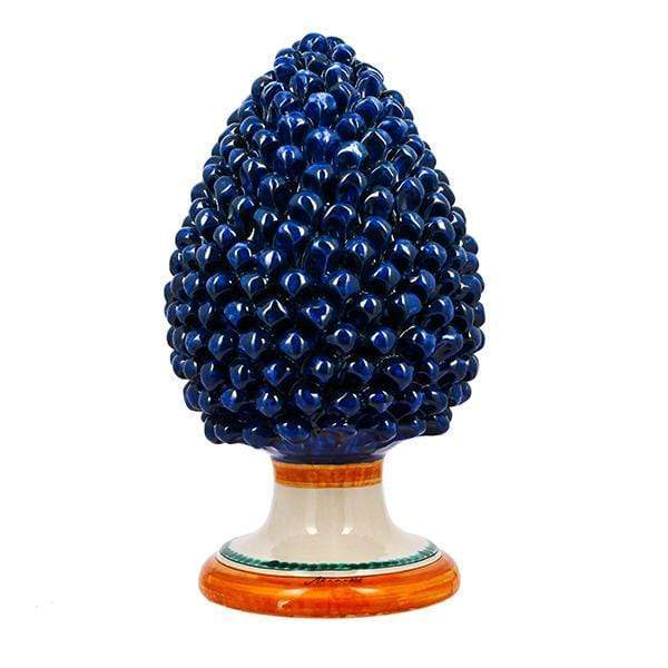 Decorazione Pigna Media Blu con base decorata 40 cm - Dolci pensieri gift
