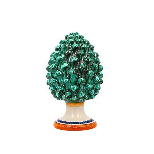 Decorazione Pigna Piccola Verde con base decorata 30 cm - Dolci pensieri gift