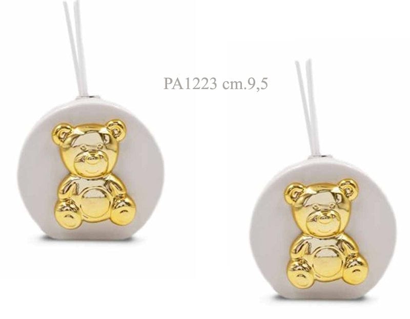 Dolci pensieri gift DIFFUSORE ORSETTO BOMBONIERA PORCELLANA ORO CM 9,5