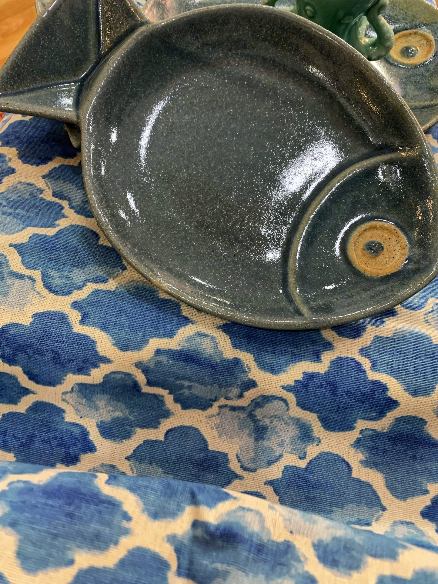 GRECIA Runner maioliche blu 40 x 140 cm in cotone Made in italy - Dolci pensieri gift