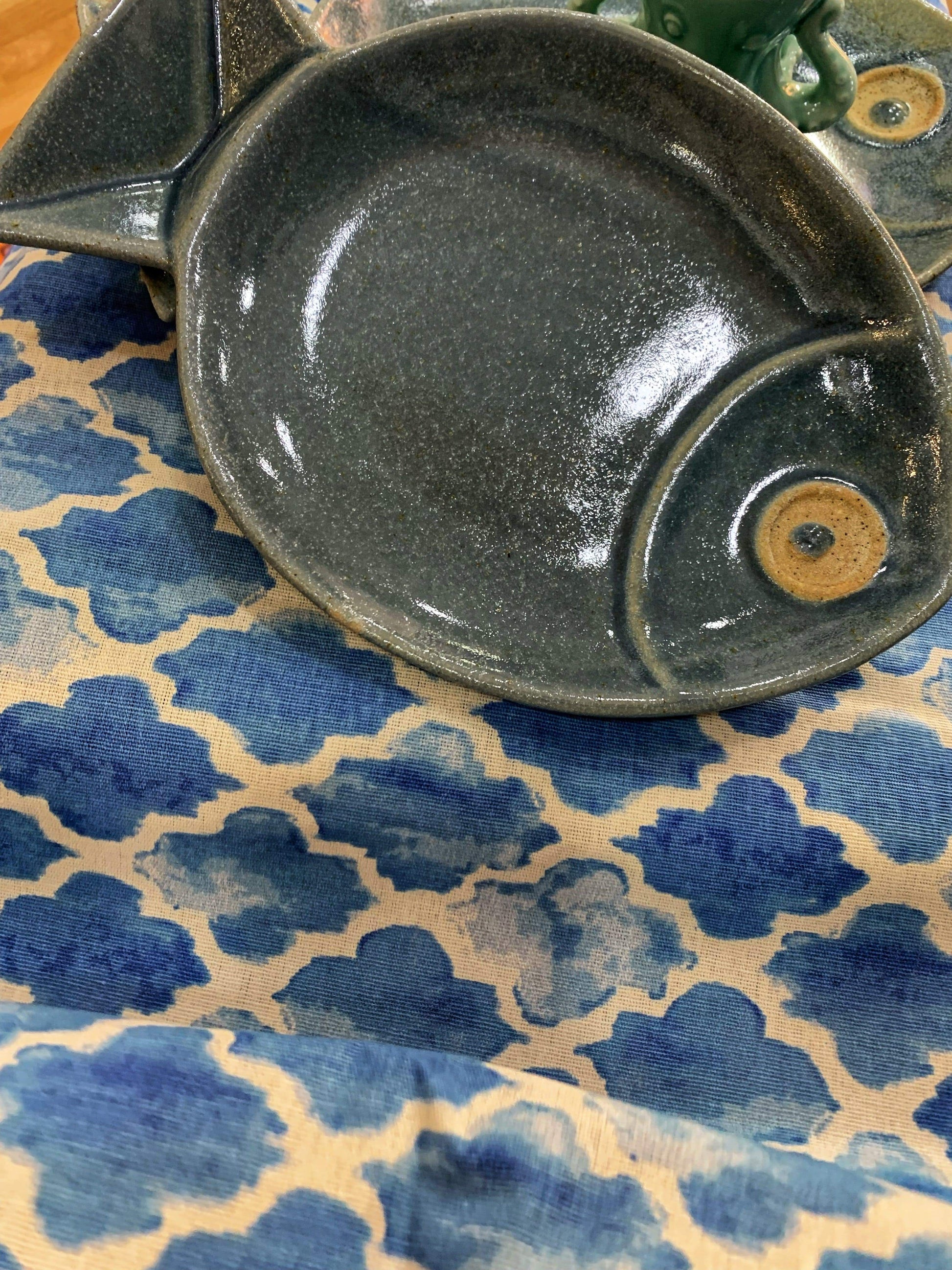 GRECIA Runner maioliche blu 40 x 140 cm in cotone Made in italy - Dolci pensieri gift