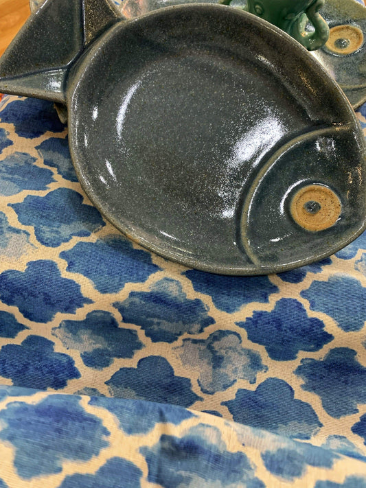 GRECIA Runner maioliche blu 40 x 140 cm in cotone Made in italy - Dolci pensieri gift