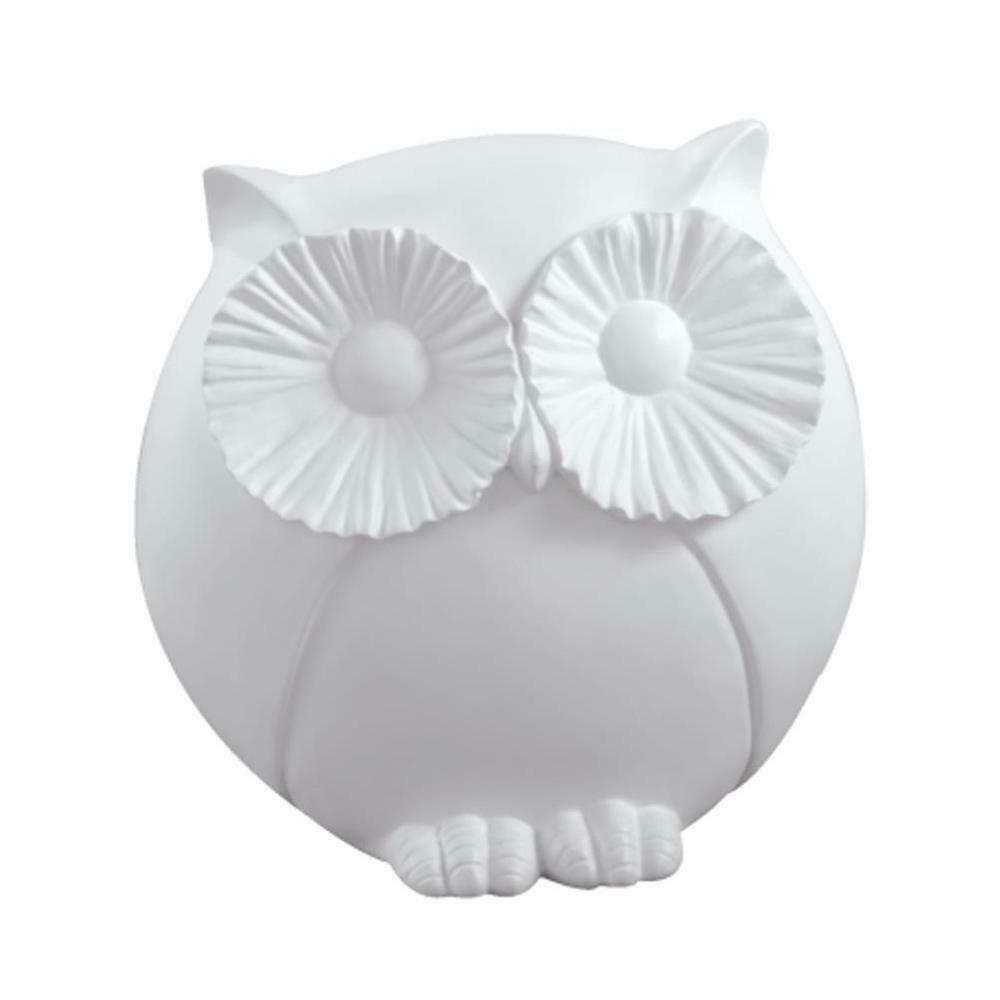 Gufo civetta bianco portafortuna in gres soprammobile 19 cm - Dolci pensieri gift