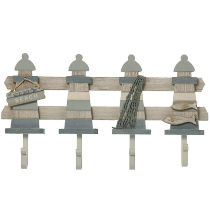 Ischia appendiabiti 4 ganci con Faro Spiaggia in Legno 39,5x55x5cm - Dolci pensieri gift