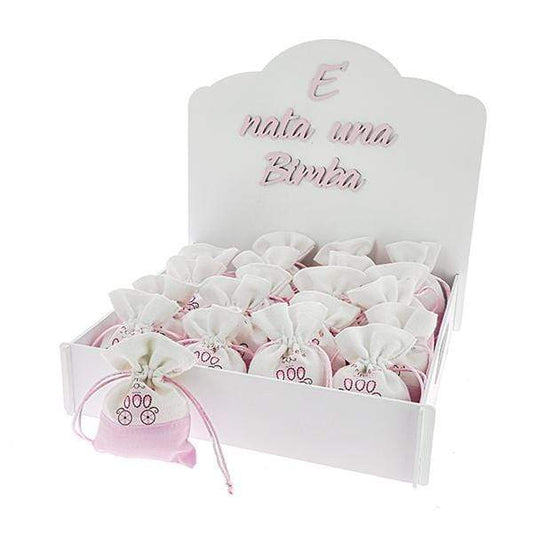 KIT " E′ NATA UNA BIMBA " + 48 PZ BUSTINA PRINCESS ROSA 10X13 - Dolci pensieri gift