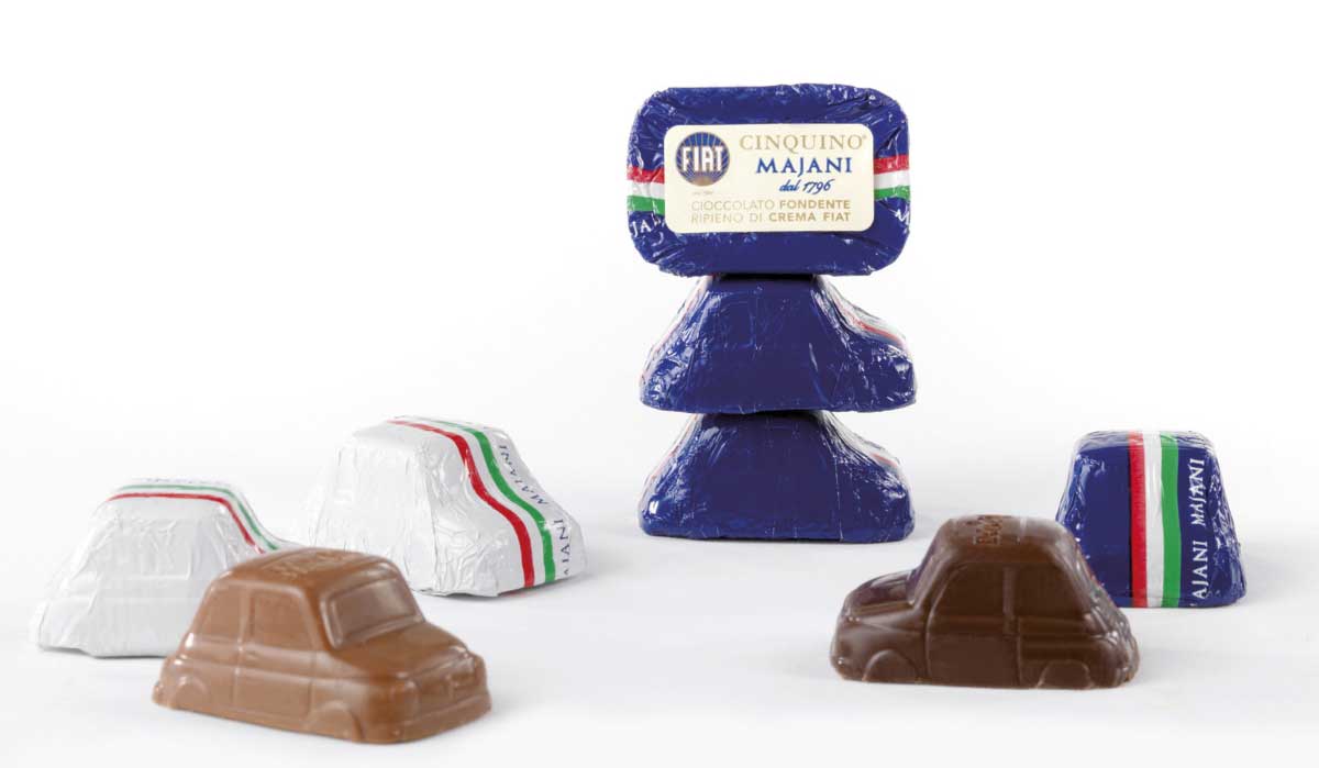 Majani Macchina 500 di cioccolato fiat confezione da 100g - Dolci pensieri gift