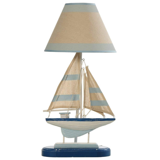 MEDITERRANEO Lampada BARCA A VELA da Tavolo Colorata 25x25x40 cm - Dolci pensieri gift