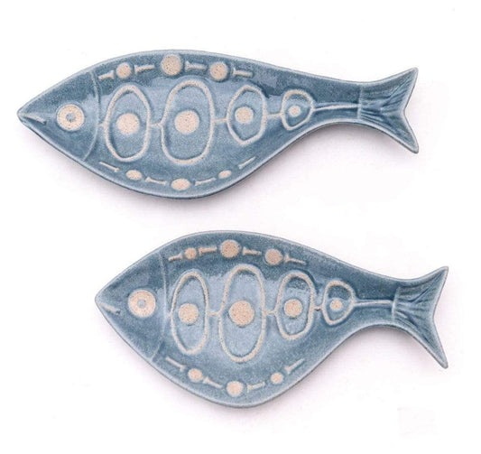 MEDITERRANEO Piatto PESCE AZZURRO In Ceramica Colore Blu e Bianco 32 cm - Dolci pensieri gift