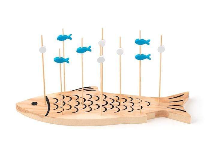 Mediterraneo Vassoio pesce in legno per antipasti con stuzzicadenti decorati 25 cm - Dolci pensieri gift