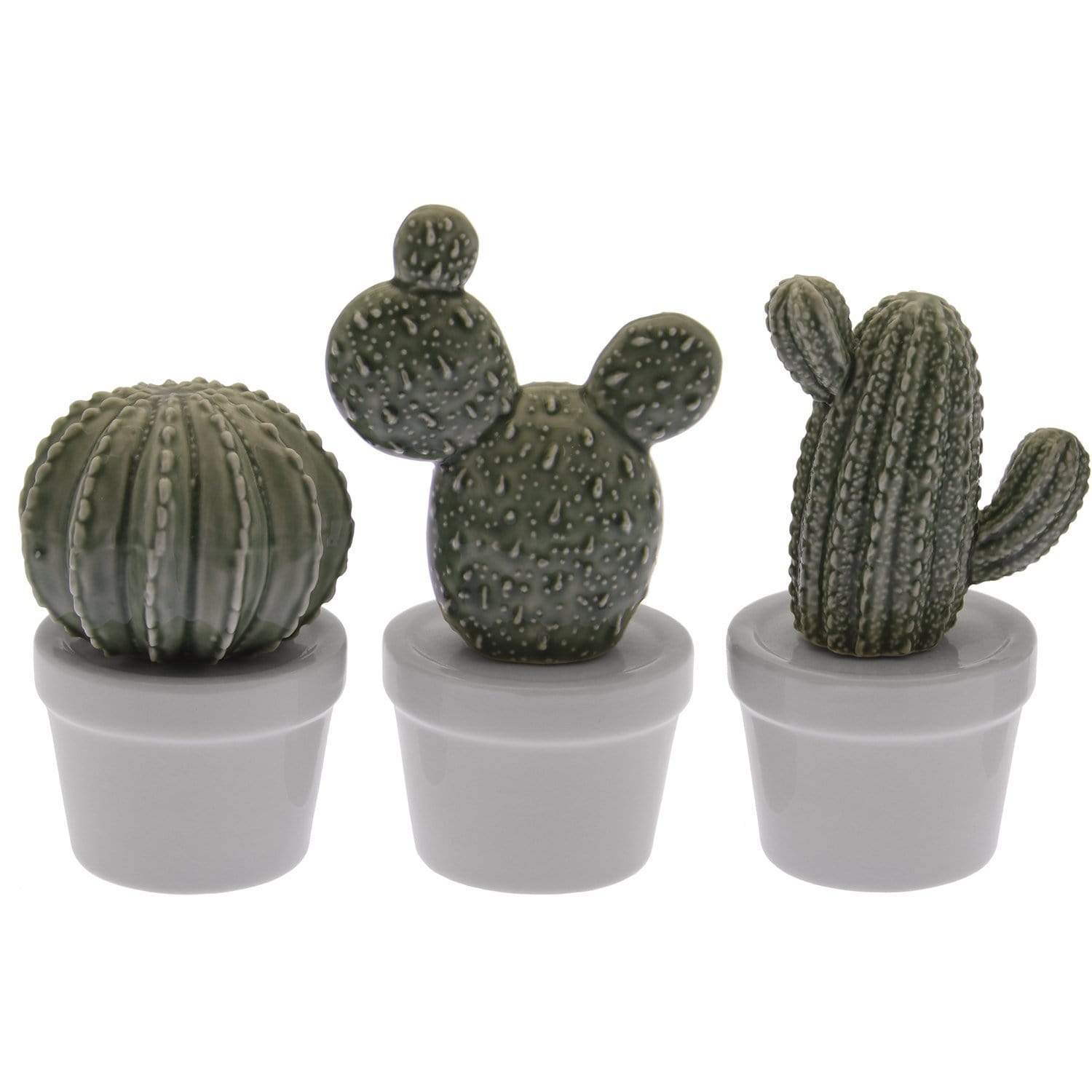 MESSICO Cactus in Ceramica con Vasetto Fantasie Assortite 7x6x11,5- 7,5x6x13 - 6x6x9 cm - Dolci pensieri gift