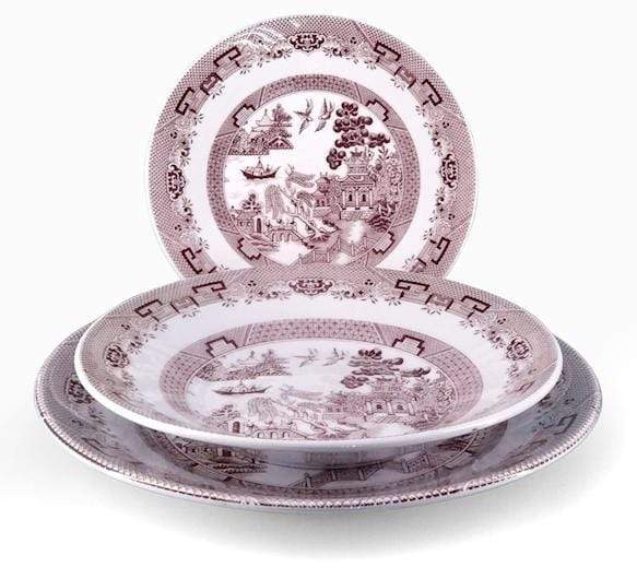 Set piatti Paradise rosa in porcellana, da 18 pezzi
