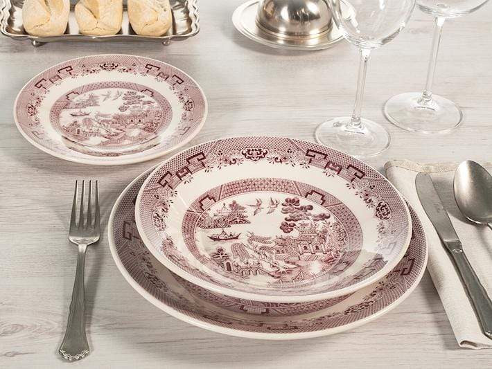 ORIENTE Set Piatti 18 Pezzi in Ceramica Vintage Decoro Rosa - Dolci pensieri gift